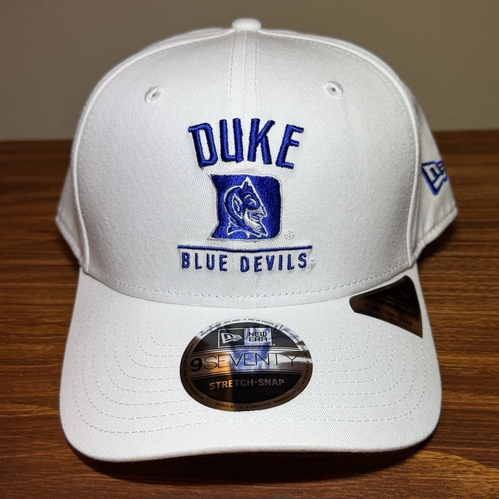New Era Duke Blue Devils White 9Seventy Trucker Stretch Snap Adjustable Hat NEW